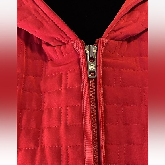 Esprit Jacket Sz L Red Womens Quilted Hooded With Pockets Fall Winter Preppy EUC - Picture 5 of 9